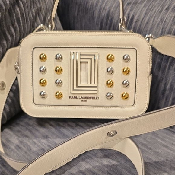 Karl Lagerfeld White Crossbody Bag with Gold and Silver Details - Picture 6 of 7